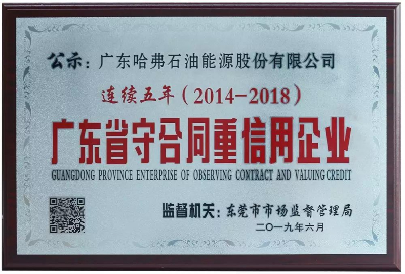 哈弗润滑油广东省守合同重信用企业
